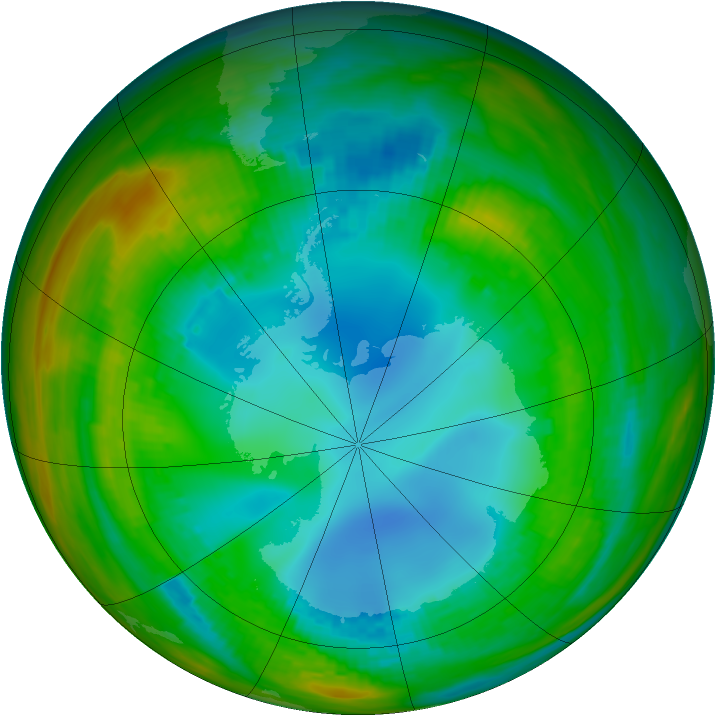 Antarctic ozone map for 03 August 1989